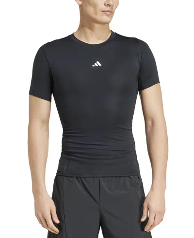 Adidas Originals Men's Fitted Crewneck Tech-fit Compression T-shirt In White