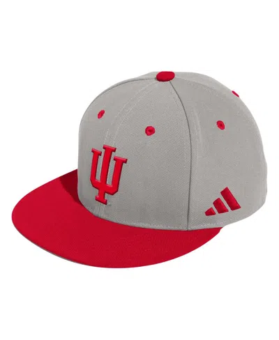 Adidas Originals Men's Gray Indiana Hoosiers On-field Baseball Fitted Hat In Gray,crimson