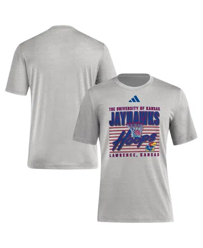 Adidas Originals Men's Gray Kansas Jayhawks Locker Swish Tri-blend T-shirt