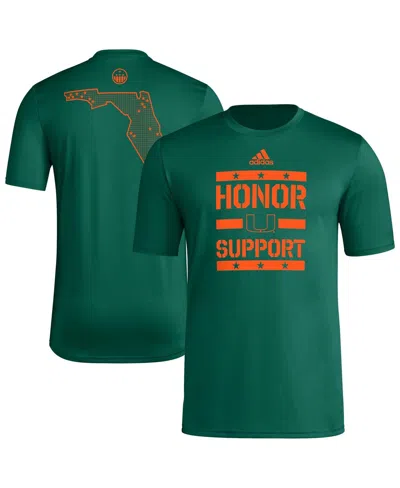 Adidas Originals Men's Green Miami Hurricanes Honor Support Pre-game T-shirt