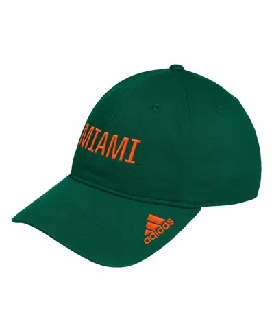 Adidas Originals Men's Green Miami Hurricanes Locker Room Wordmark Slouch Adjustable Hat