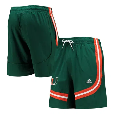 Adidas Originals Men's Green Miami Hurricanes Swingman Basketball Aeroready Shorts