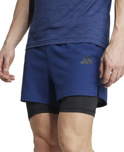 Adidas Originals Men's Gym 2-in-1 7" Shorts In Blue