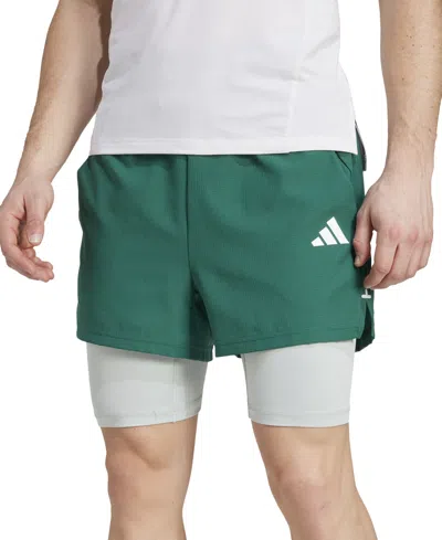 Adidas Originals Men's Gym 2-in-1 7" Shorts In Cgreen,won
