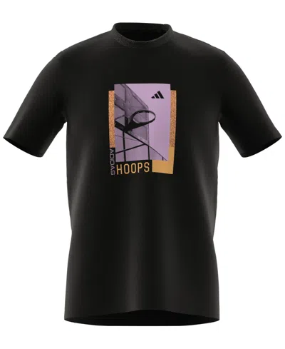 Adidas Originals Men's Hoops Photoreal Short Sleeve Crewneck T-shirt In Black