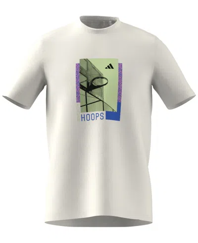 Adidas Originals Men's Hoops Photoreal Short Sleeve Crewneck T-shirt In White