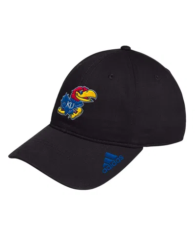 Adidas Originals Men's Kansas Jayhawks Locker Room Logo Slouch Adjustable Hat In Black