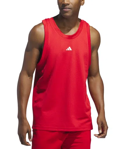 Adidas Originals Men's Legends Sleeveless 3-stripes Logo Basketball Tank In Scarlet