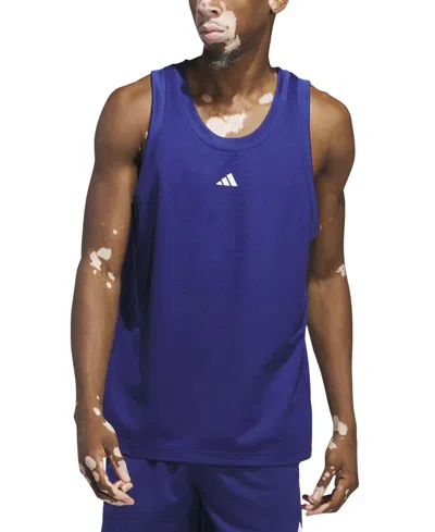 Adidas Originals Men's Legends Sleeveless 3-stripes Logo Basketball Tank In Victory Blue