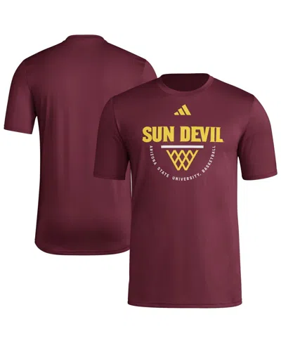 Adidas Originals Men's Maroon Arizona State Sun Devils Basketball Practice Net Arch Pregame T-shirt In Animal Print