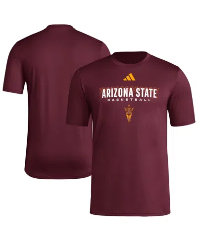 Adidas Originals Men's Maroon Arizona State Sun Devils Locker On-court In The Fade Pregame Aeroready T-shirt