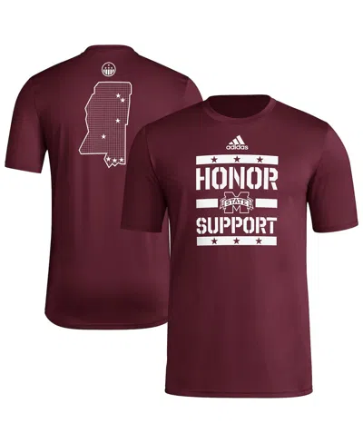 Adidas Originals Men's Maroon Mississippi State Bulldogs Honor Support Pre-game T-shirt In Burgundy