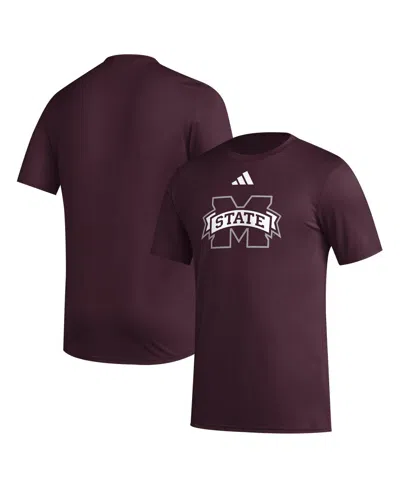 Adidas Originals Men's Maroon Mississippi State Bulldogs Primary Locker Logo Pre-game Aeroready T-shirt