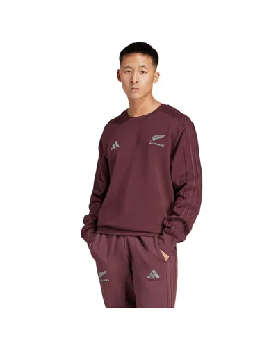 Adidas Originals Men's Maroon New Zealand Rugby All Blacks Pullover Sweatshirt In Brown