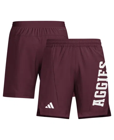 Adidas Originals Men's Maroon Texas A M Aggies Designed For Training Aeroready Shorts