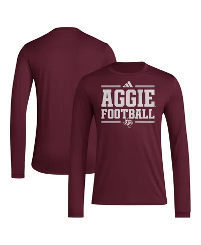 Adidas Originals Men's Maroon Texas A M Aggies Locker Football Pre-game Aeroready Long Sleeve T-shirt