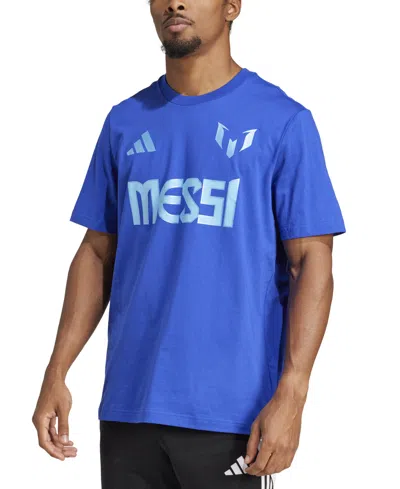 Adidas Originals Men's Messi Standard-fit Graphic T-shirt In Blue