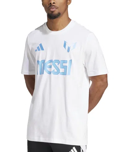 Adidas Originals Men's Messi Standard-fit Graphic T-shirt In White