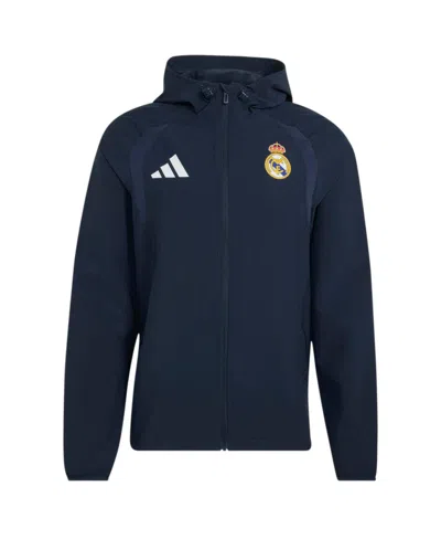 Adidas Originals Men's Navy Real Madrid Tiro Travel Full-zip Windbreaker Jacket