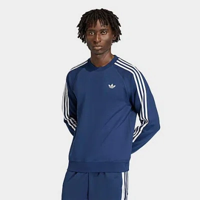 Adidas Originals Men's Originals 3-stripes Crewneck Sweatshirt In Blue