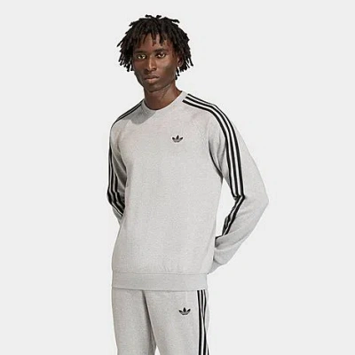 Adidas Originals Mens  3-stripes Crew In Medium Grey Heather