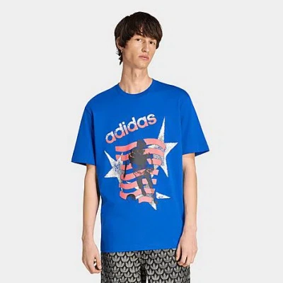 Adidas Originals Men's Originals Archive Soccer Stars Graphic T-shirt In Blue