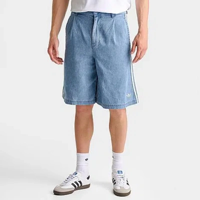 Adidas Originals Side-stripe Denim Shorts In Blue