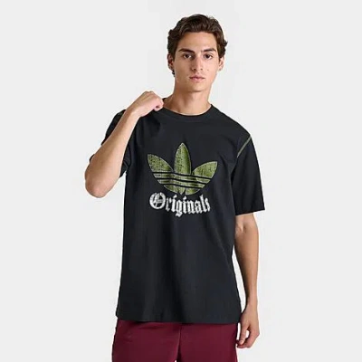 Adidas Originals Men's Originals Distressed Trefoil Graphic T-shirt In Black
