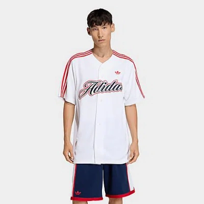 Adidas Originals Logo-embroidered Striped-sleeve Shirt In White