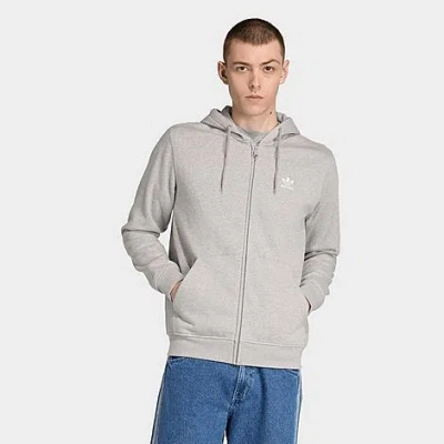 Adidas Originals Mens  Ess Full-zip Hoodie In Medium Grey Heather/white