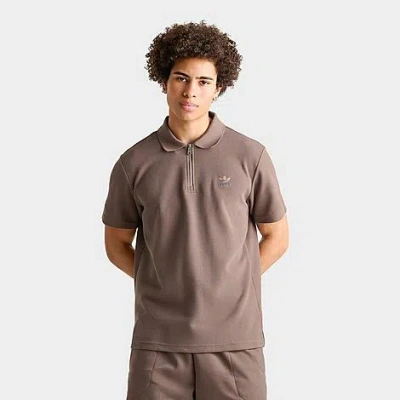 Adidas Originals Men's Originals Trefoil Essentials Waffle Polo Shirt In Brown