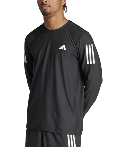 Adidas Originals Men's Own The Run Moisture-wicking Long-sleeve T-shirt In Black
