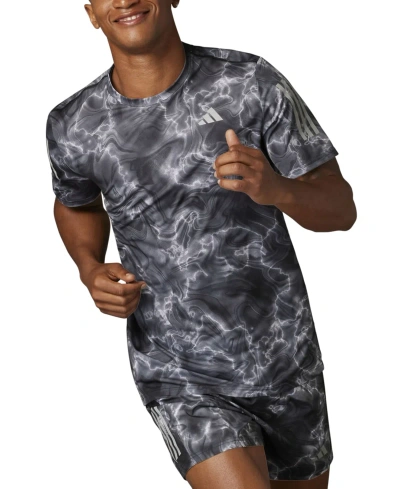 Adidas Originals Men's Own The Run Regular-fit Printed Running T-shirt In Blk,gry