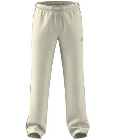 Adidas Originals Men's Primegreen Essentials Warm-up Open Hem 3-stripes Track Pants In Off White,grey
