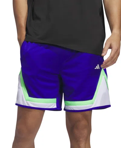 Adidas Originals Men's Pro Block Basketball Aeroready Shorts In Lucblu,scr