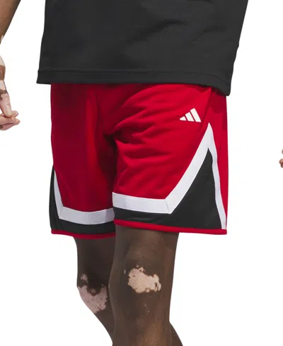 Adidas Originals Men's Pro Block Basketball Aeroready Shorts In Scarlet,blk