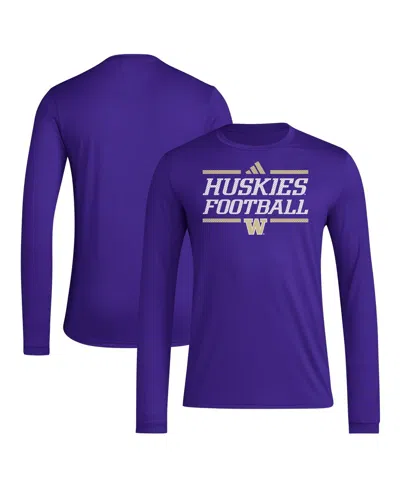 Adidas Originals Men's Purple Washington Huskies Locker Football Pre-game Aeroready Long Sleeve T-shirt