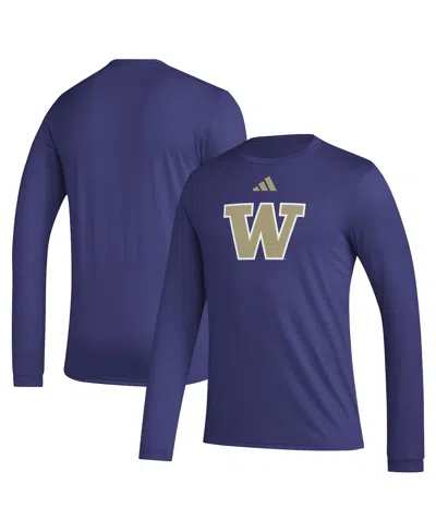 Adidas Originals Men's Purple Washington Huskies Primary Locker Logo Pre-game Long Sleeve T-shirt In Blue