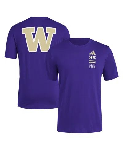 Adidas Originals Men's Purple Washington Huskies Reverse Retro Baseball 2 Hit T-shirt