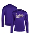 Adidas Originals Men's Purple Washington Huskies Reverse Retro Baseball Script Pullover Sweatshirt In Purple