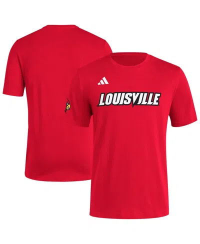 Adidas Originals Men's Red Louisville Cardinals Fresh Wordmark T-shirt