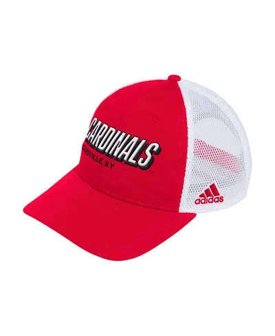 Adidas Originals Men's Red Louisville Cardinals Mascot Block Letter Slouch Trucker Adjustable Hat