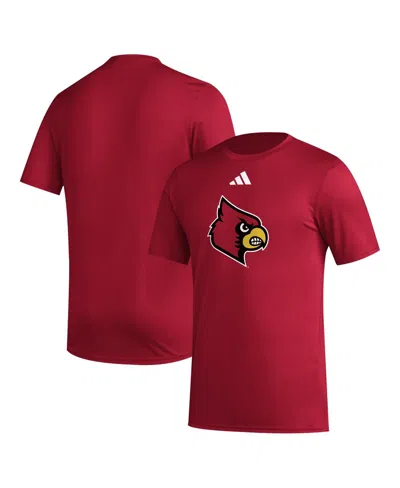 Adidas Originals Men's Red Louisville Cardinals Primary Locker Logo Pre-game Aeroready T-shirt