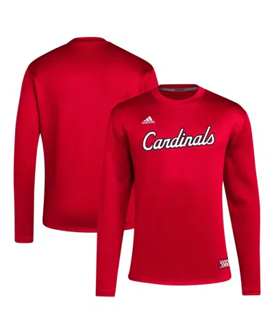 Adidas Originals Men's Red Louisville Cardinals Reverse Retro Baseball Script Pullover Sweatshirt
