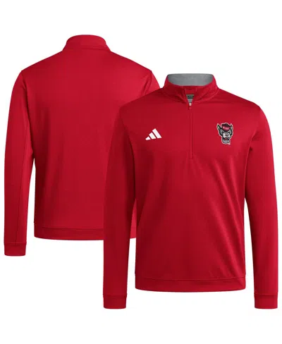 Adidas Originals Men's Red Nc State Wolfpack Elevated Tri-blend Quarter-zip Pullover Sweatshirt