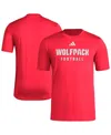 Adidas Originals Men's Red Nc State Wolfpack Locker Practice Football Pre-game T-shirt In Red