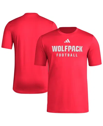 Adidas Originals Men's Red Nc State Wolfpack Locker Practice Football Pre-game T-shirt