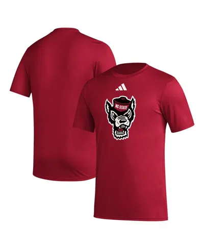 Adidas Originals Men's Red Nc State Wolfpack Primary Locker Logo Pre-game Aeroready T-shirt