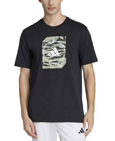 Adidas Originals Men's Regular-fit Camo Logo Graphic T-shirt In Black