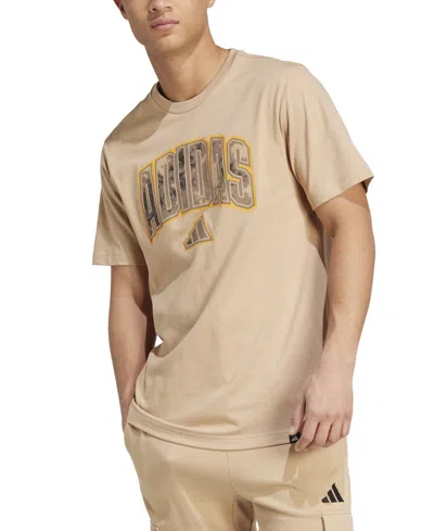 Adidas Originals Men's Regular-fit Camo Logo Graphic T-shirt In Brown